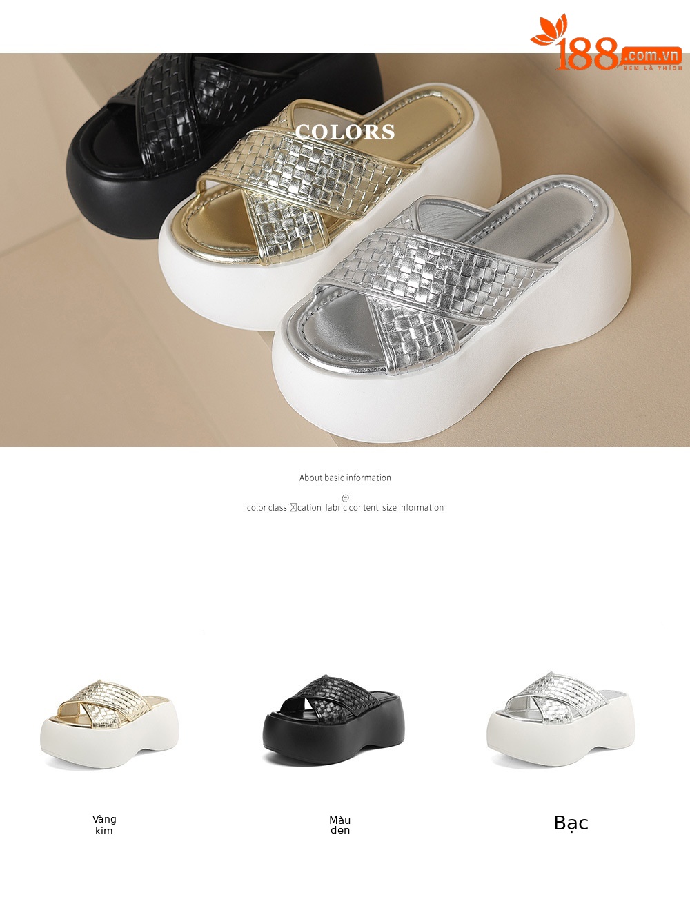 Dép sandal nữ xỏ ngón đế bệt quai đan chéo mùa hè — Màu đen, Màu vàng, Màu bạc chi tiết 4