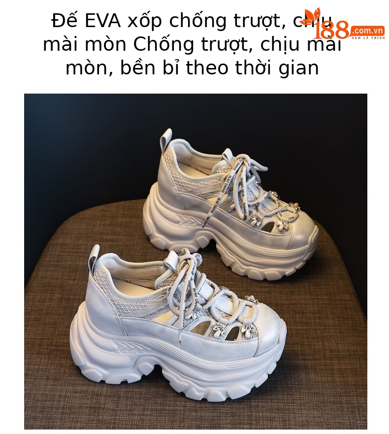 Giày thể thao nữ đế dày cut-out thoáng khí, tăng chiều cao — trắng chi tiết 10
