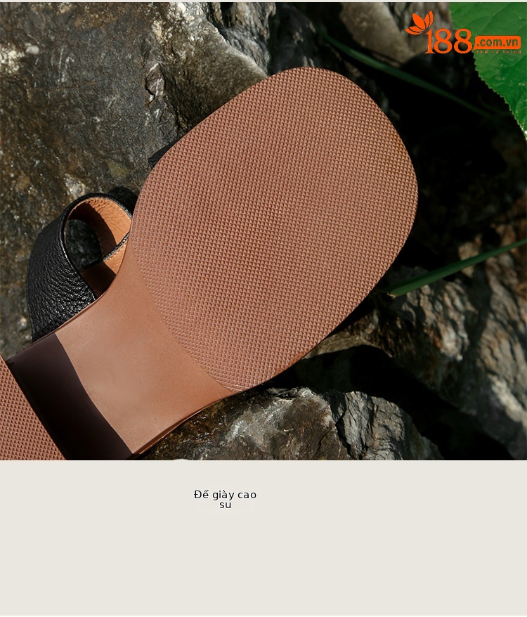 Dép sandal nữ đế dày gót vuông mũi hở 4.5 cm kiểu La Mã — đen chi tiết 6