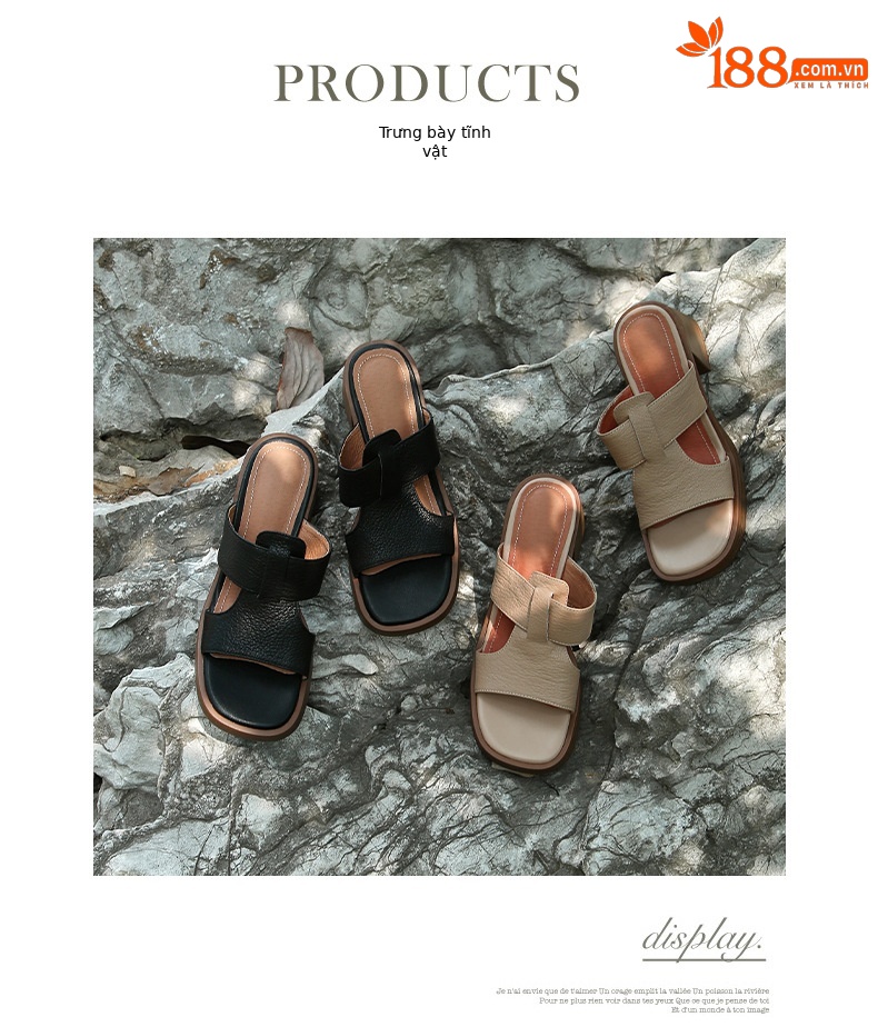 Dép sandal nữ đế dày gót vuông mũi hở 4.5 cm kiểu La Mã — đen chi tiết 12