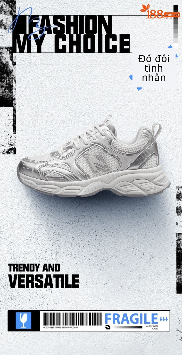 Giày sneaker nữ chunky đế dày lưới thoáng khí — sông băng màu xám chi tiết 2