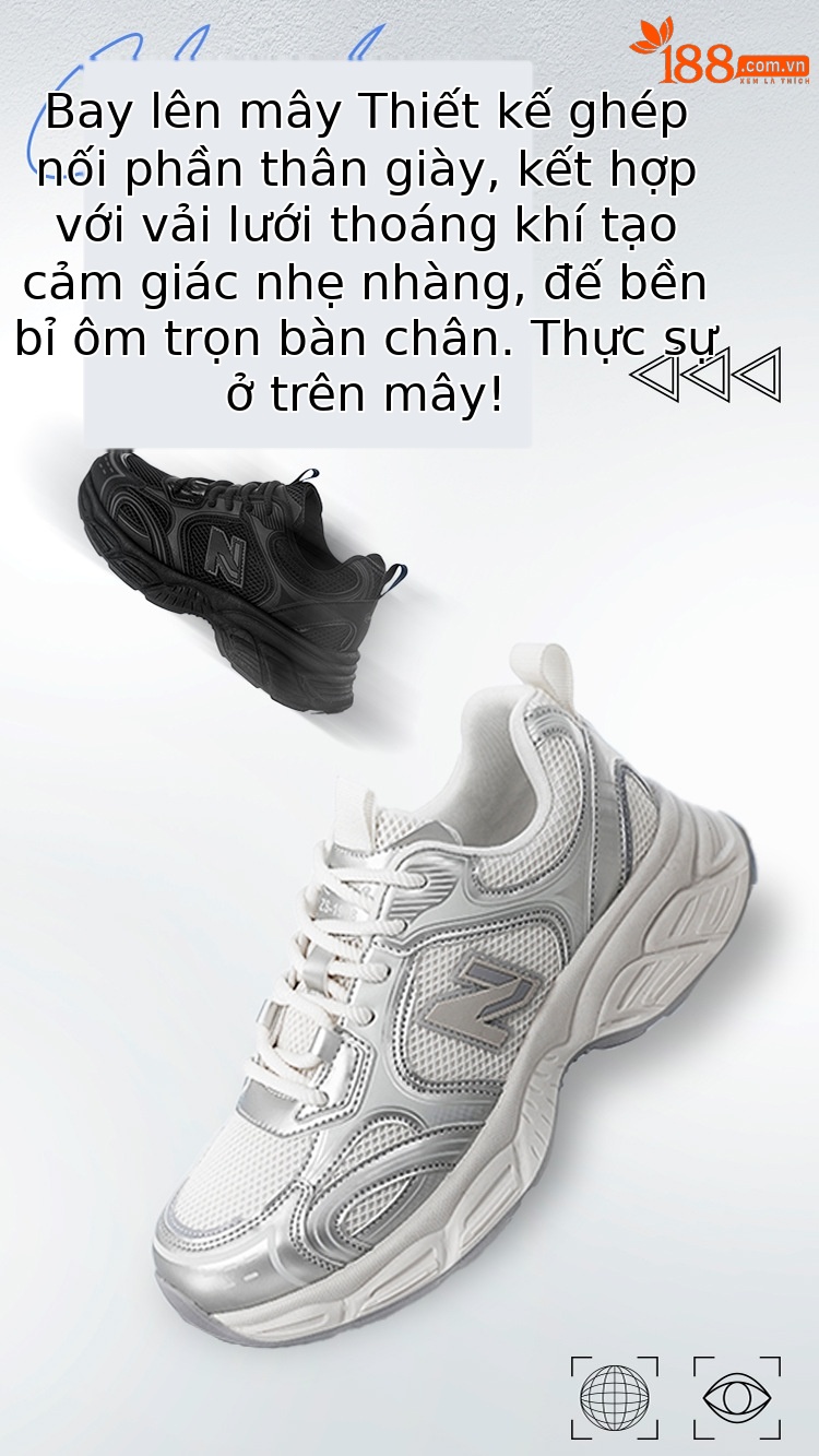 Giày sneaker nữ chunky đế dày lưới thoáng khí — sông băng màu xám chi tiết 4