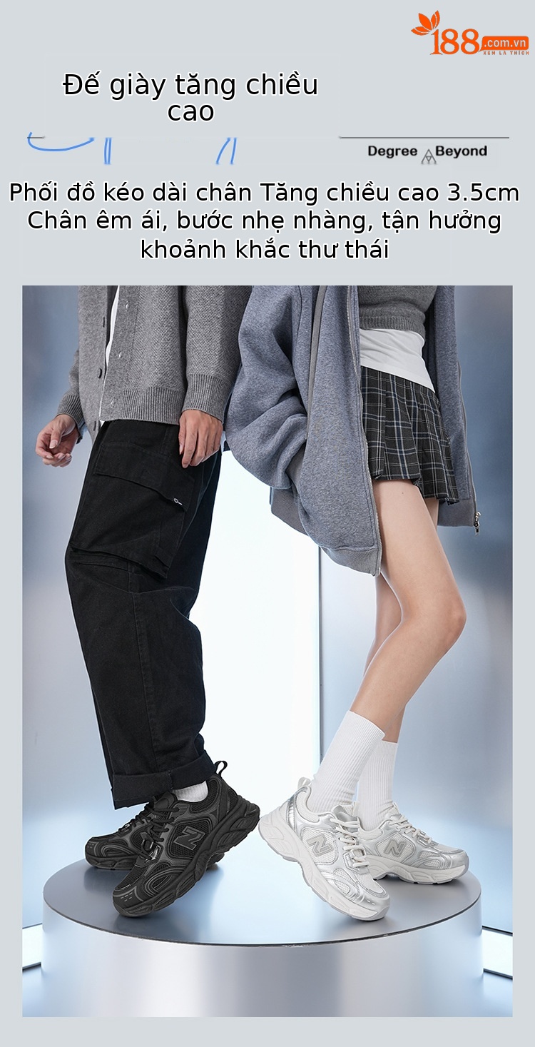 Giày sneaker nữ chunky đế dày lưới thoáng khí — sông băng màu xám chi tiết 9