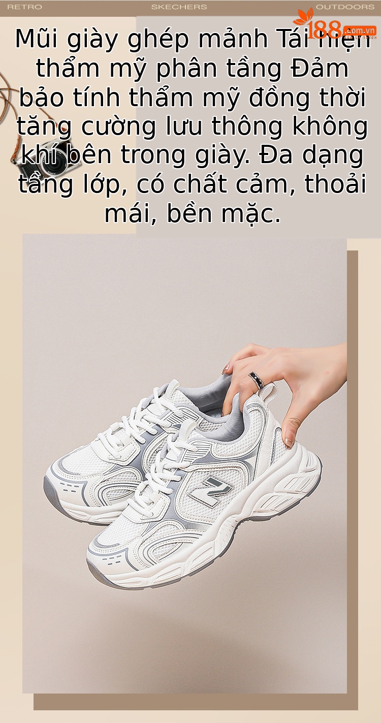 Giày sneaker nữ chunky đế dày lưới thoáng khí — sông băng màu xám chi tiết 17
