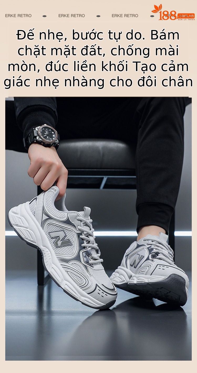 Giày sneaker nữ chunky đế dày lưới thoáng khí — sông băng màu xám chi tiết 20