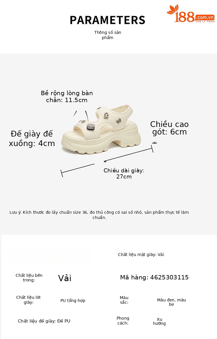 Dép sandal nữ đế dày platform mềm, tăng chiều cao, phối chân váy, thời trang hè 2025 — 4625303115 màu đen, 4625303115m màu chi tiết 3