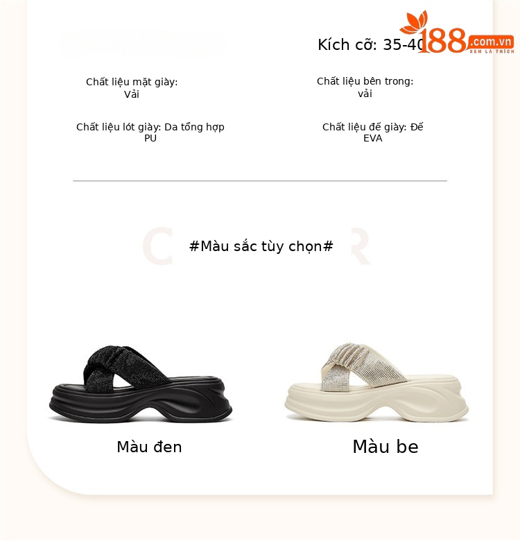 Dép sandal nữ quai chữ V đế dày platform mùa hè 2025 — 3125303020 màu đen, 3125303020m màu chi tiết 4