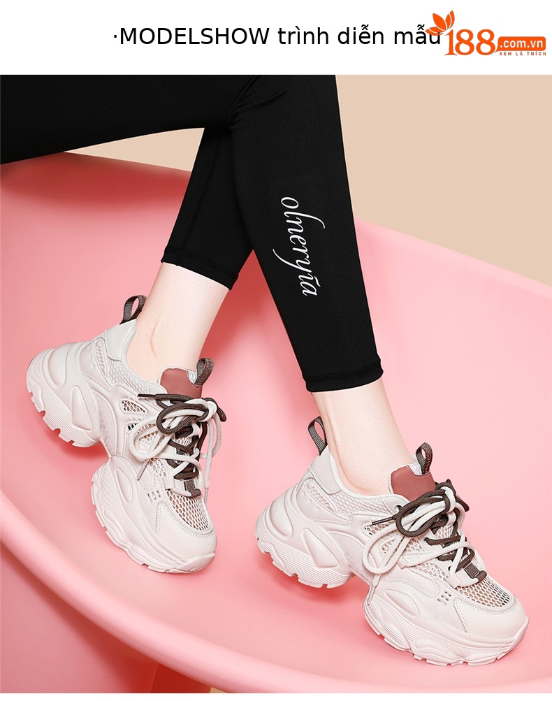 Giày thể thao nữ đế dày chunky màu đen phong cách bố mùa hè 2025, thoáng khí, tăng chiều cao — JST 1826- 2m Model lưới đơn màu trắng thoáng khí, JST 1826-2 màu đen, êm chân và không che chân chi tiết 8