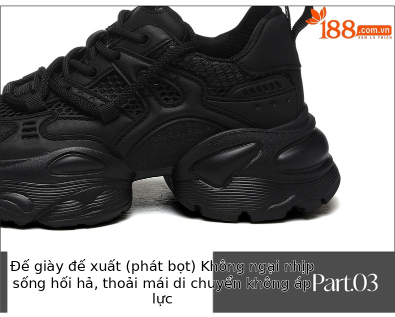Giày thể thao nữ đế dày chunky màu đen phong cách bố mùa hè 2025, thoáng khí, tăng chiều cao — JST 1826- 2m Model lưới đơn màu trắng thoáng khí, JST 1826-2 màu đen, êm chân và không che chân chi tiết 18