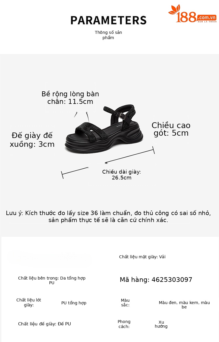 Dép sandal nữ đế xuồng tăng chiều cao, đế dày mềm mại, phong cách hè 2025 — 4625303097 màu mơ, 4625303097 màu đen, 4625303097m màu chi tiết 2