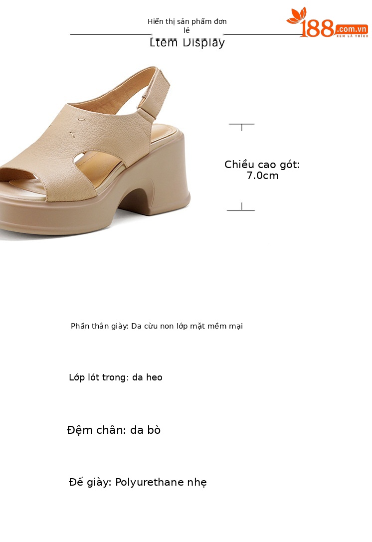 Sandal nữ đế dày gót vuông quai ngang khóa một dây phong cách La Mã — đen chi tiết 2