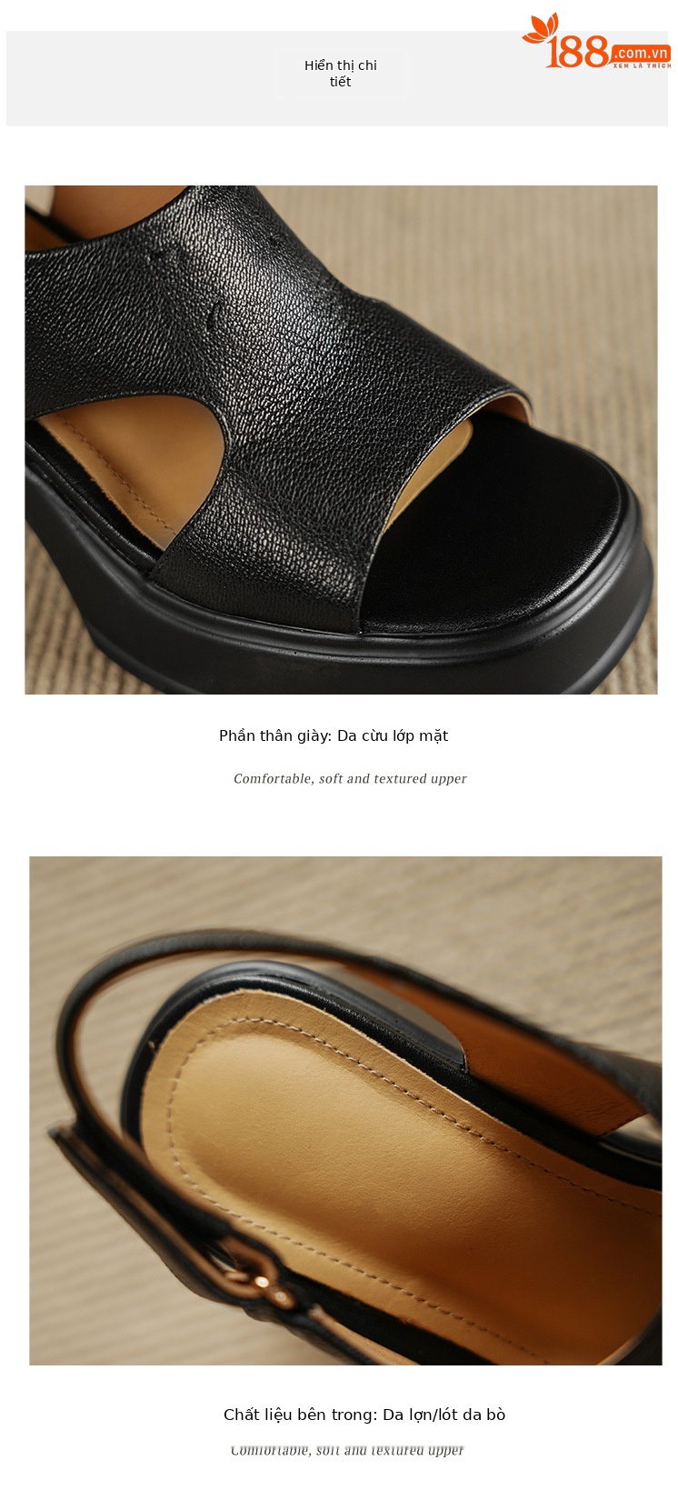 Sandal nữ đế dày gót vuông quai ngang khóa một dây phong cách La Mã — đen chi tiết 12