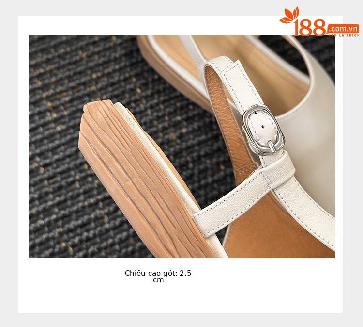 Dép sandal nữ quai ngang da bò hở mũi đế bằng kiểu La Mã — đen chi tiết 7