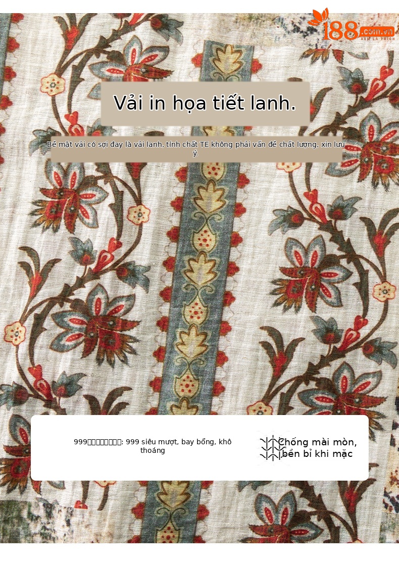 Đầm maxi nữ thắt eo bohemian in hoa kỳ lạ tay ngắn rộng che thịt — Màu cà phê chi tiết 6