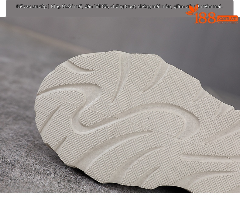 Sandal nữ da bò đế dày thoáng khí tăng chiều cao — Màu đen chi tiết 7