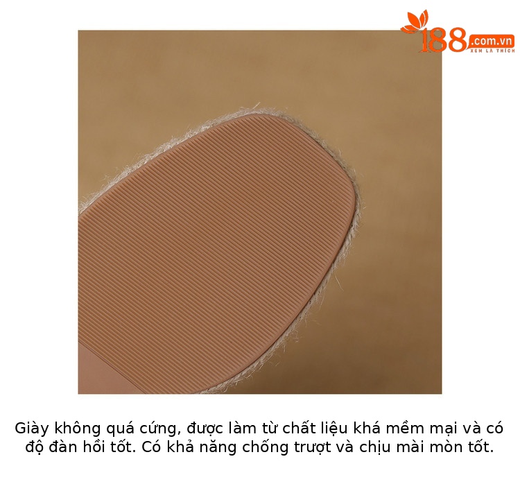 Dép sandal nữ quai chữ V đế cói tăng chiều cao mũi vuông — nâu, màu be, bạc chi tiết 9