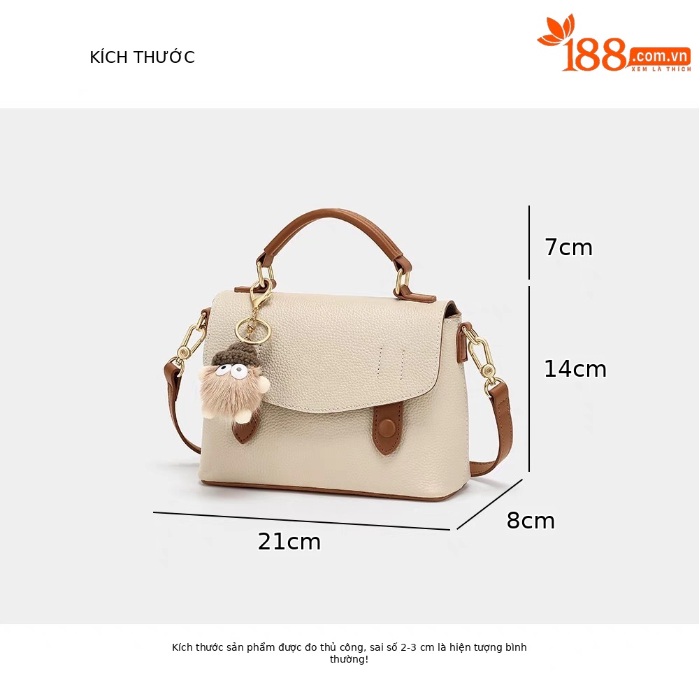 Túi đeo chéo nữ Cambridge phong cách nhẹ nhàng, mẫu mới mùa hè 2025, kích thước 21×9×15 cm — Trắng be, Màu mơ