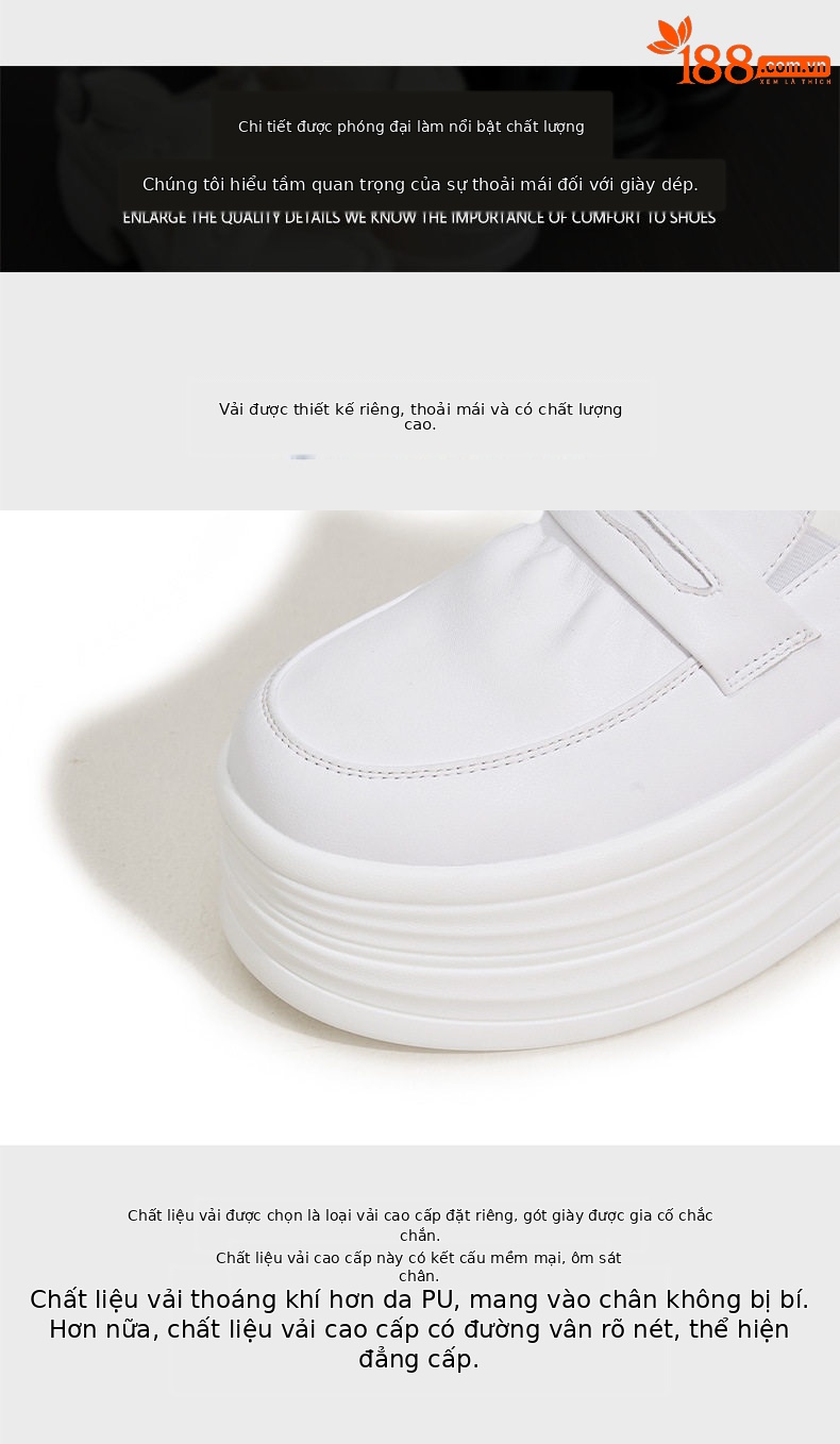 Giày thể thao nữ đế xuồng platform gót siêu cao 8 cm — Trắng, Bạc chi tiết 6