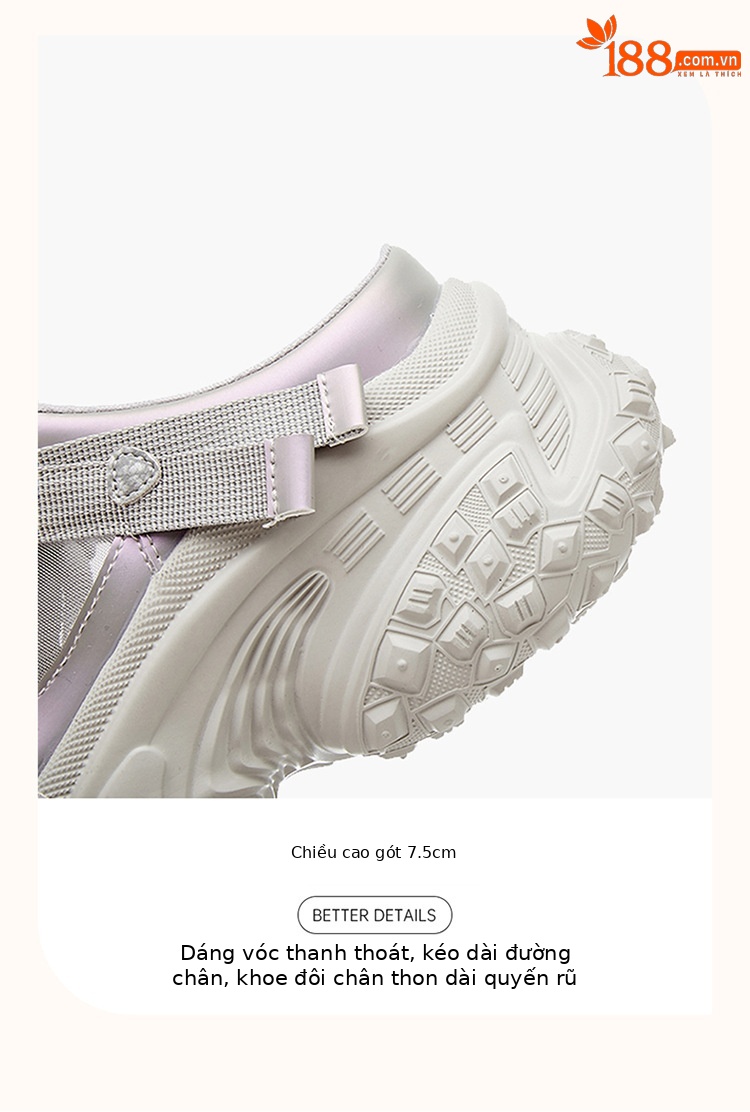 Giày sneaker nữ đế dày chunky mũi tròn hở gót lưới thoáng khí — 4625101233 cây lau nhà nửa trắng, 4625101233 Nửa kéo màu tím, 4625101233 màu tím, 4625101233m bạc chi tiết 3