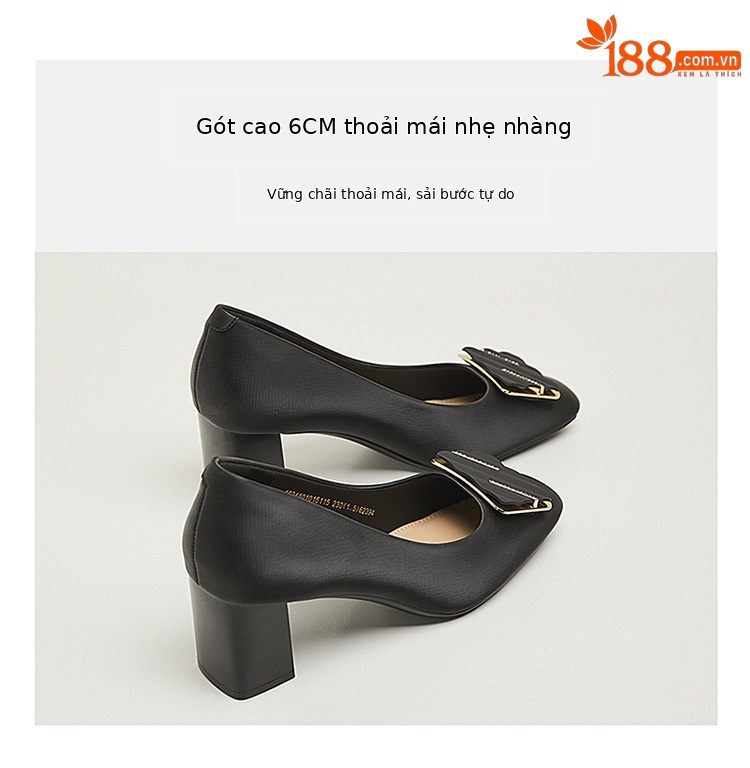Giày cao gót nữ mũi vuông gót trung bình 2025 — 4624101015 màu đen, 4624101015m màu chi tiết 5