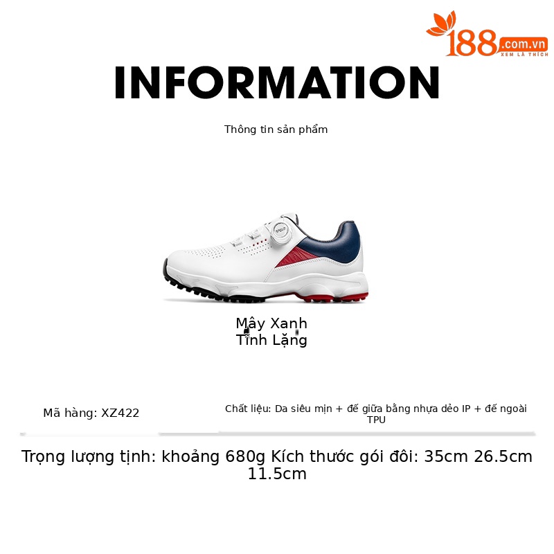 Giày golf PGM nam đế giữa giảm xóc, thoáng khí chống trượt — Yunxi Blue [Đế giữa hấp thụ sốc/đinh giày chống trượt bên/siêu thoáng khí] XZ422