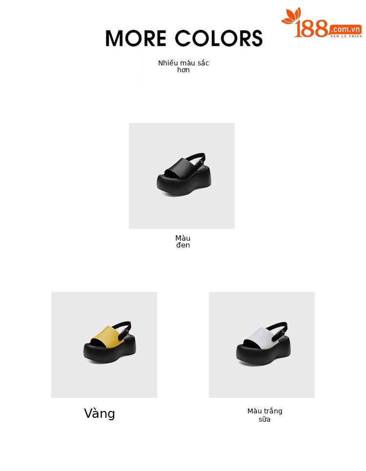 Sandal nữ đế dày quai ngang phối màu da thật mùa hè — Màu đen, Màu trắng, Màu vàng chi tiết 3