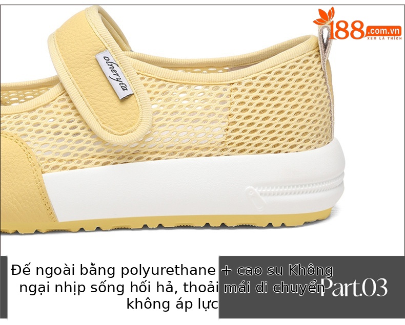 Giày Mary Jane lưới nữ quai ngang Velcro đế tăng chiều cao thoáng khí phong cách Đức — 7238 màu vàng, 7238m màu chi tiết 17