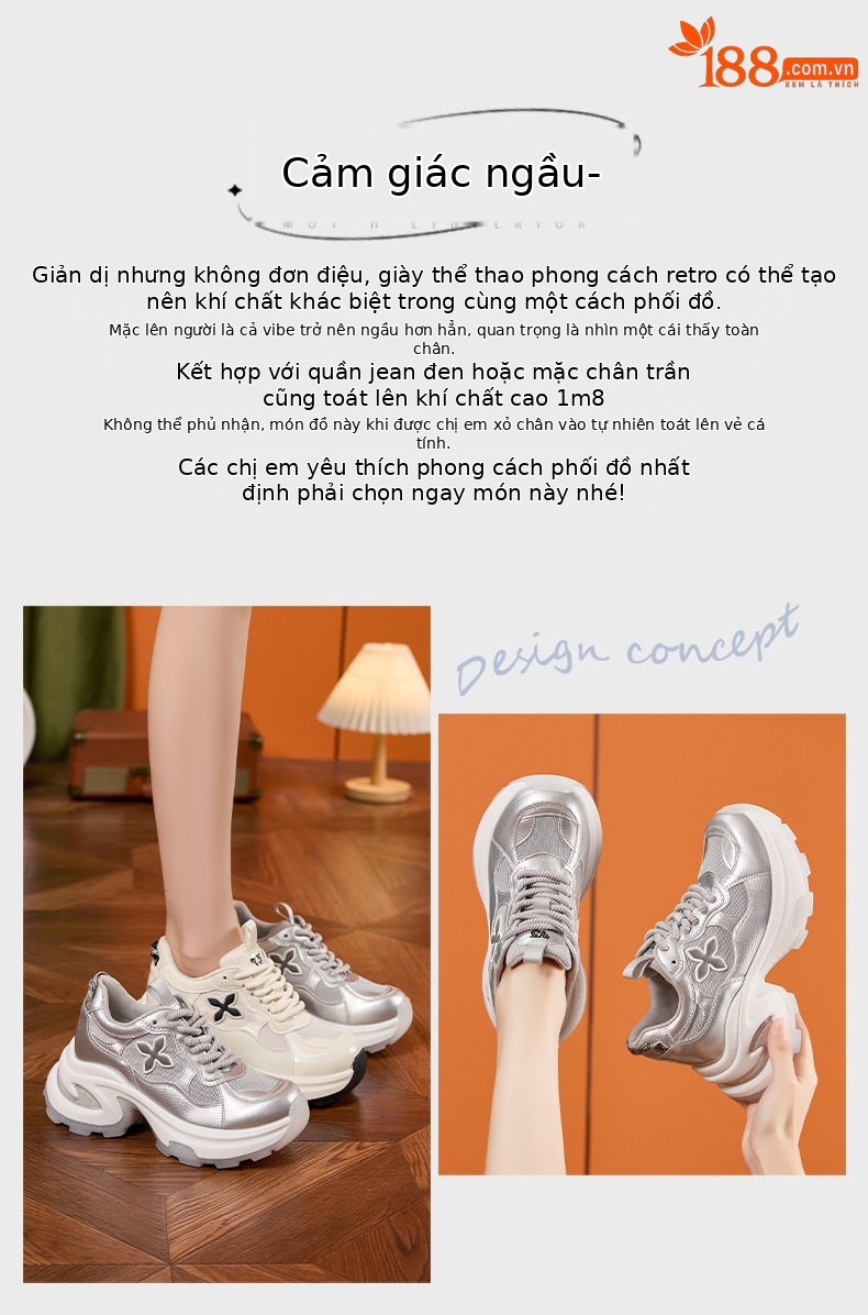Dép sandal nữ quai chữ V đế dày thoáng khí — Len nguyên chất, Bạc chi tiết 4