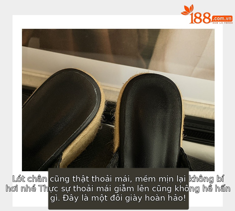 Dép sandal nữ đế xuồng cao gót mũi vuông phong cách boho — nâu, đen, trắng chi tiết 5