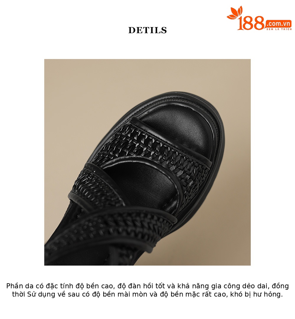 Sandal cao gót La Mã dệt quai ngang đế nêm hở mũi gót 12 cm — Màu vàng trắng, Màu đen, Màu trắng bạc chi tiết 19