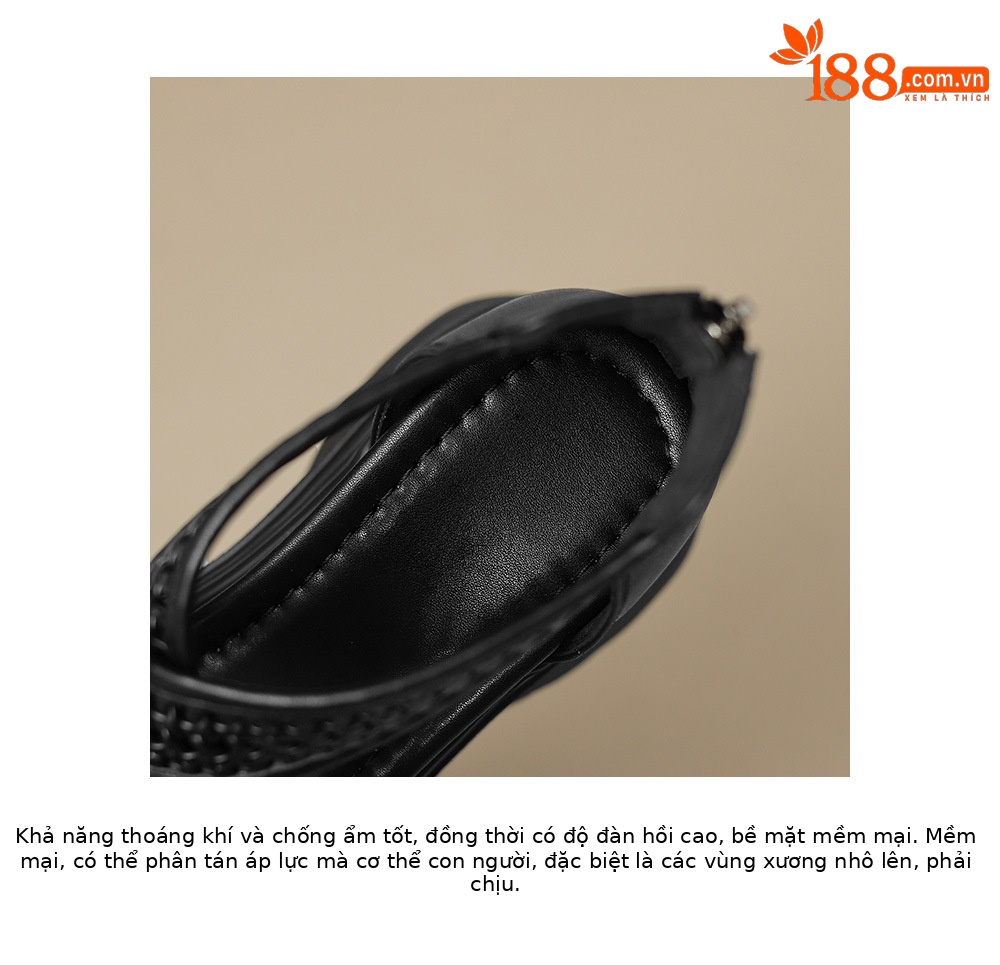 Sandal cao gót La Mã dệt quai ngang đế nêm hở mũi gót 12 cm — Màu vàng trắng, Màu đen, Màu trắng bạc chi tiết 20