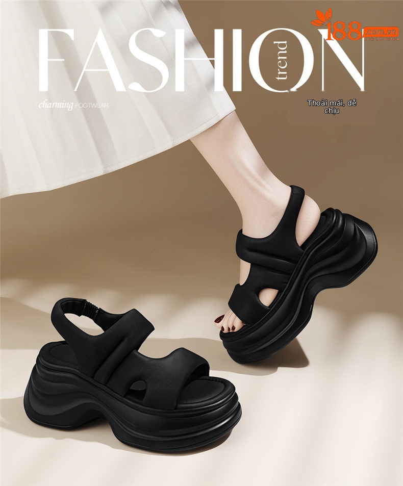 Sandal nữ đế dày gót thấp mềm mại đi mùa hè — 7187 màu be, 7187 Màu đen chi tiết 1