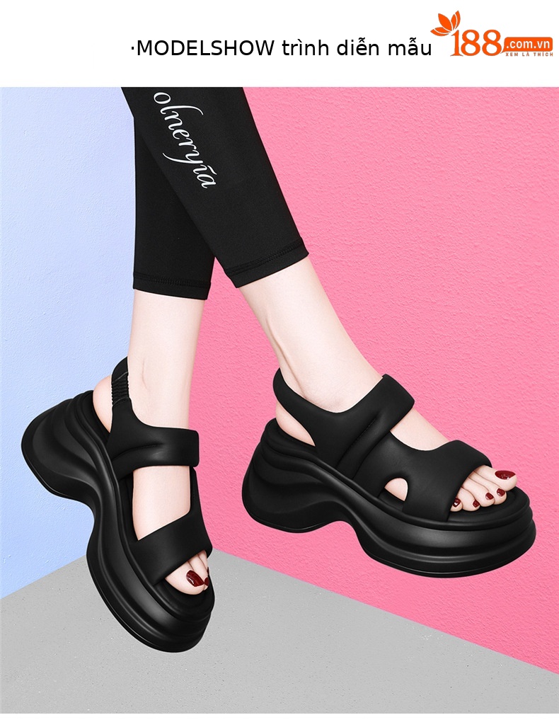 Sandal nữ đế dày gót thấp mềm mại đi mùa hè — 7187 màu be, 7187 Màu đen chi tiết 4