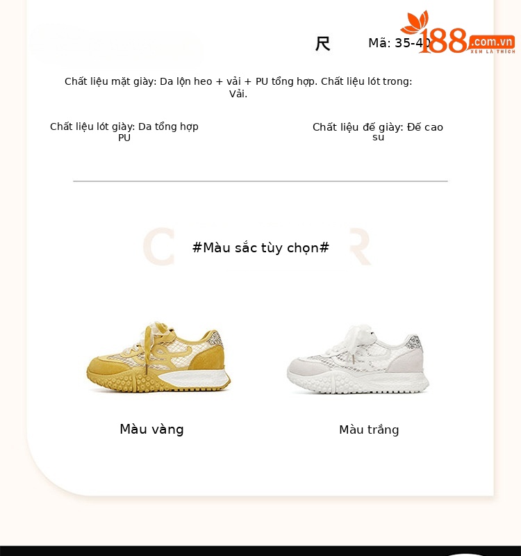 Giày thể thao nữ đế dày lưới thoáng khí phong cách Đức huấn luyện — 4625101604 Màu vàng, 4625101604 màu trắng chi tiết 3