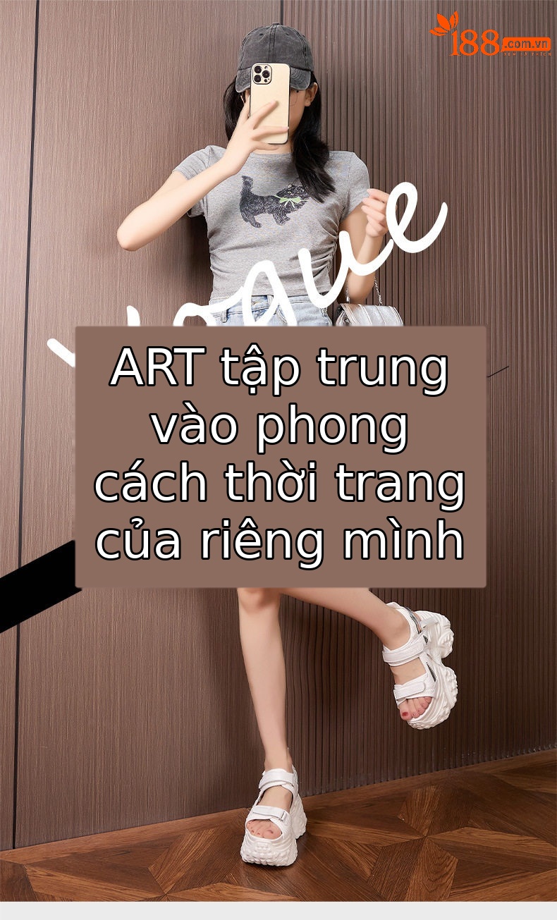 Dép sandal nữ xỏ ngón đế bệt mũi tròn quai Velcro phong cách Hàn Quốc — Trắng, Bạc chi tiết 1