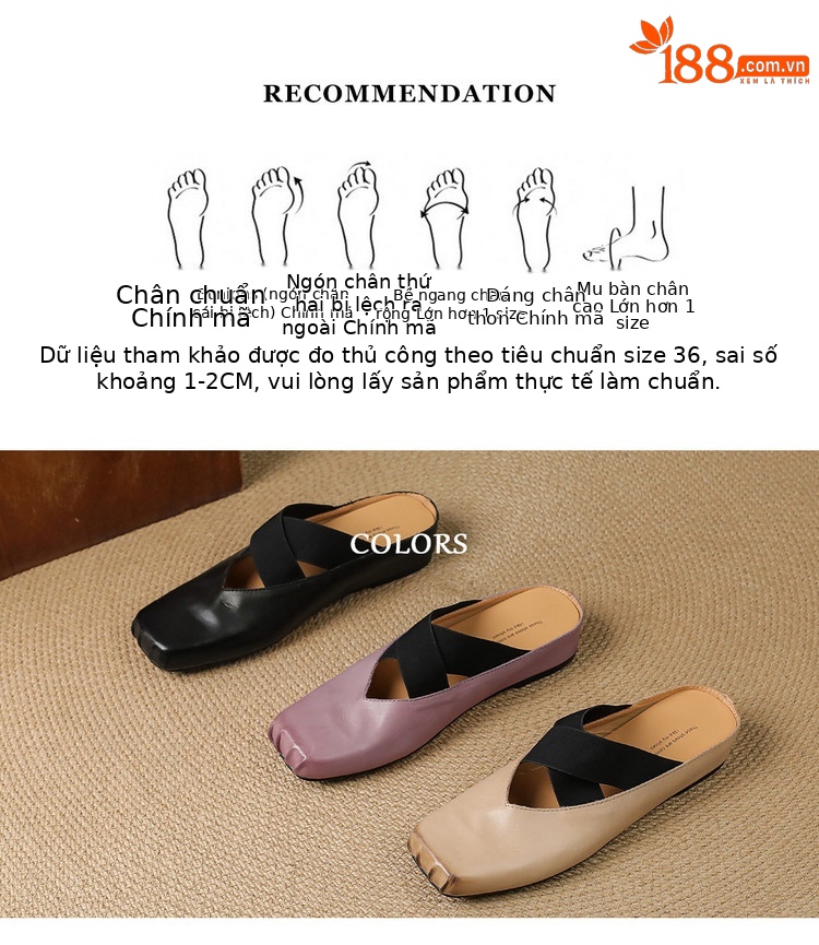 Giày búp bê mũi vuông retro da ngựa, quai sau hở, dép sandal mới hè — đen chi tiết 3