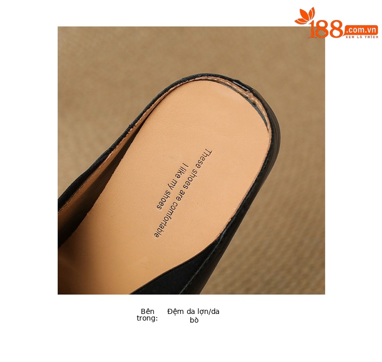 Giày búp bê mũi vuông retro da ngựa, quai sau hở, dép sandal mới hè — đen chi tiết 17