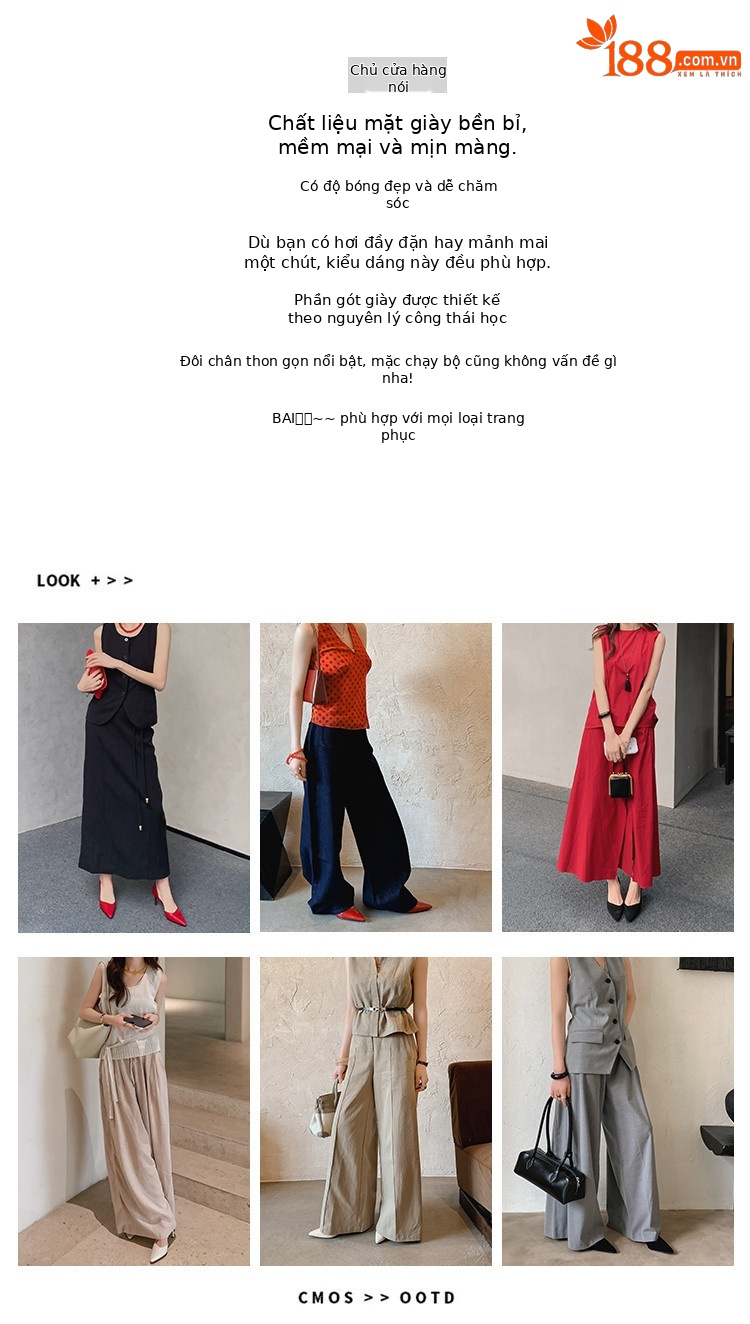 Giày sandal cao gót nữ mũi nhọn kín mũi hở gót, đế nhọn mềm đi làm — đen, màu đỏ tía, Màu trắng nhạt chi tiết 1