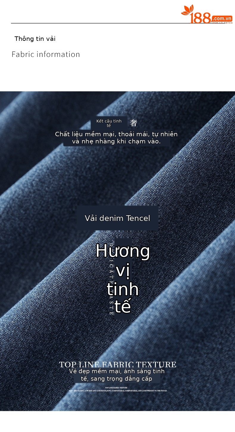 Váy liền denim Tiansi dáng maxi thắt eo phong cách Pháp mùa hè — Màu xanh lam chi tiết 3