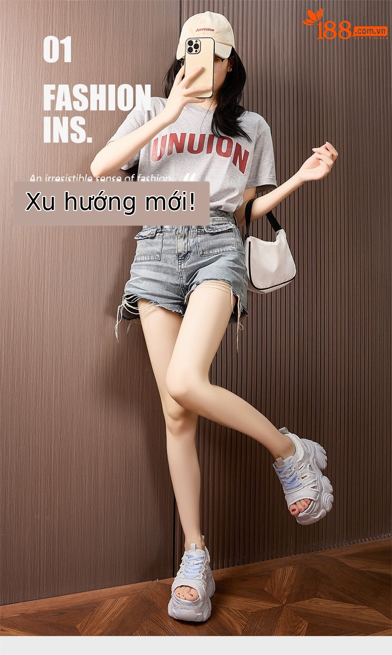 Dép sandal xỏ ngón nữ đế bệt thể thao đi biển mùa hè — Xám, Trắng chi tiết 2
