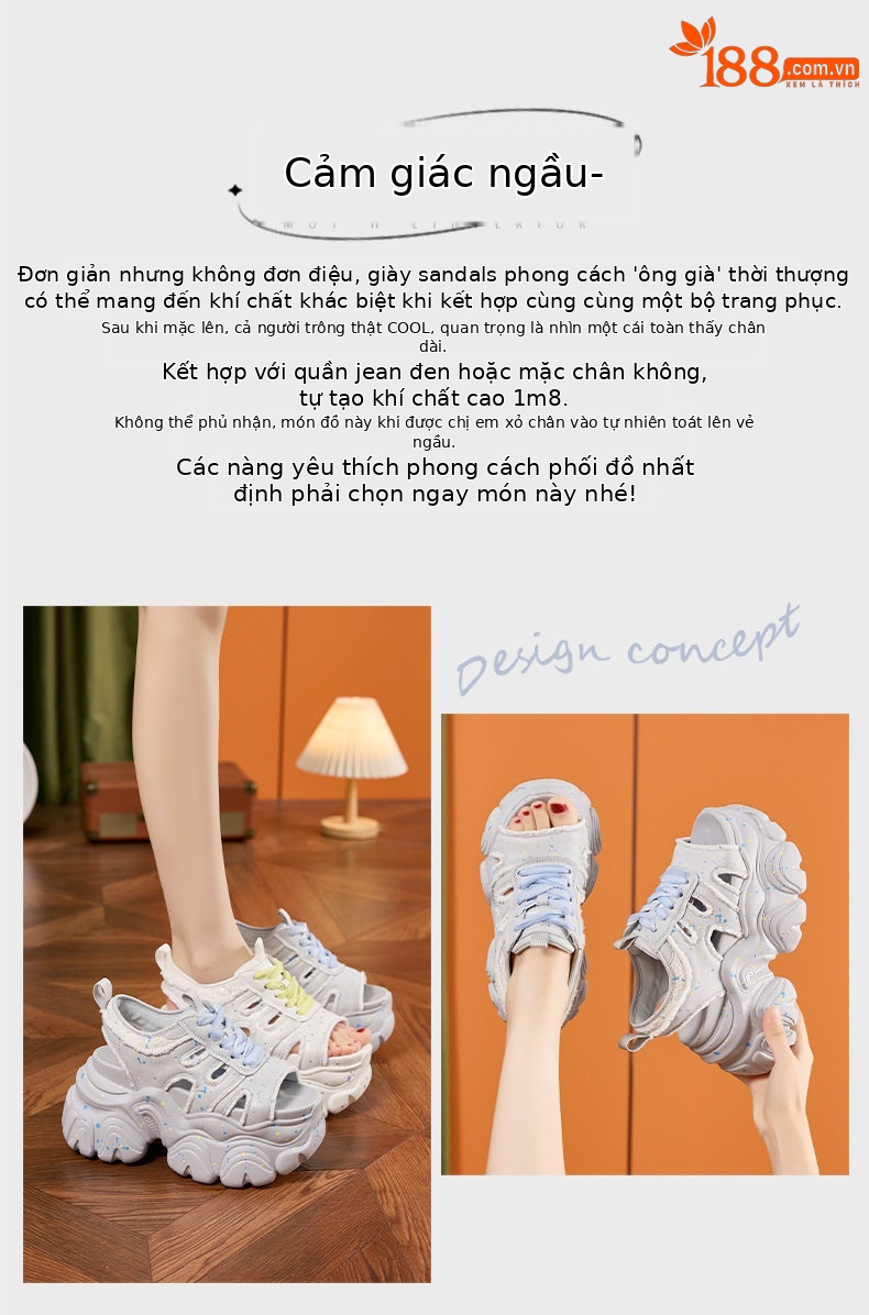 Dép sandal xỏ ngón nữ đế bệt thể thao đi biển mùa hè — Xám, Trắng chi tiết 4