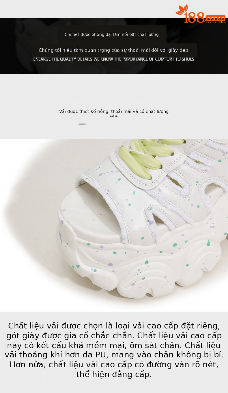 Dép sandal xỏ ngón nữ đế bệt thể thao đi biển mùa hè — Xám, Trắng chi tiết 6