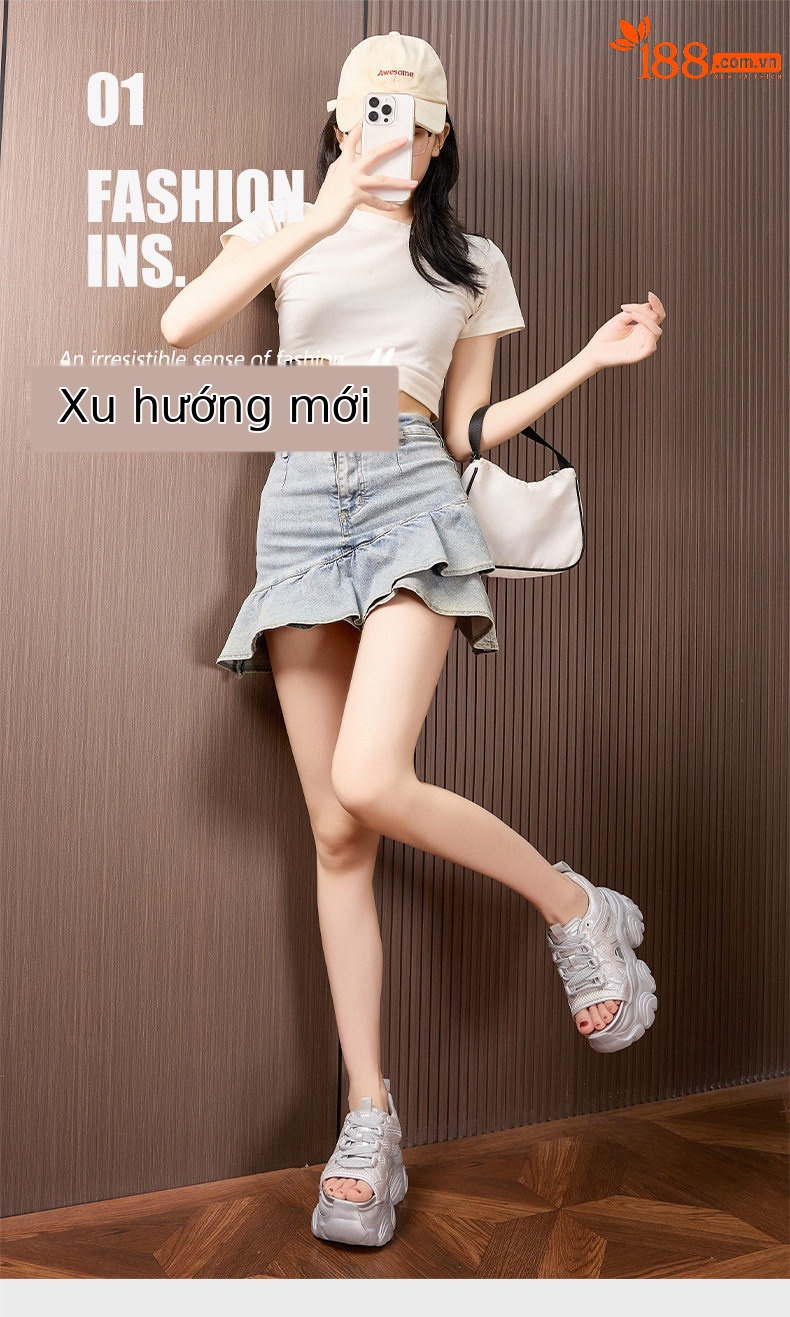 Dép sandal nữ xỏ ngón đế bệt mũi cá đơn giản — Bạc, Trắng chi tiết 2