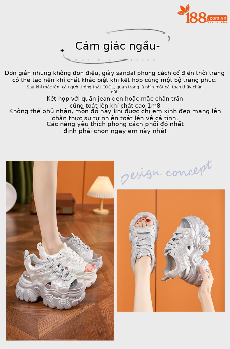 Dép sandal nữ xỏ ngón đế bệt mũi cá đơn giản — Bạc, Trắng chi tiết 4