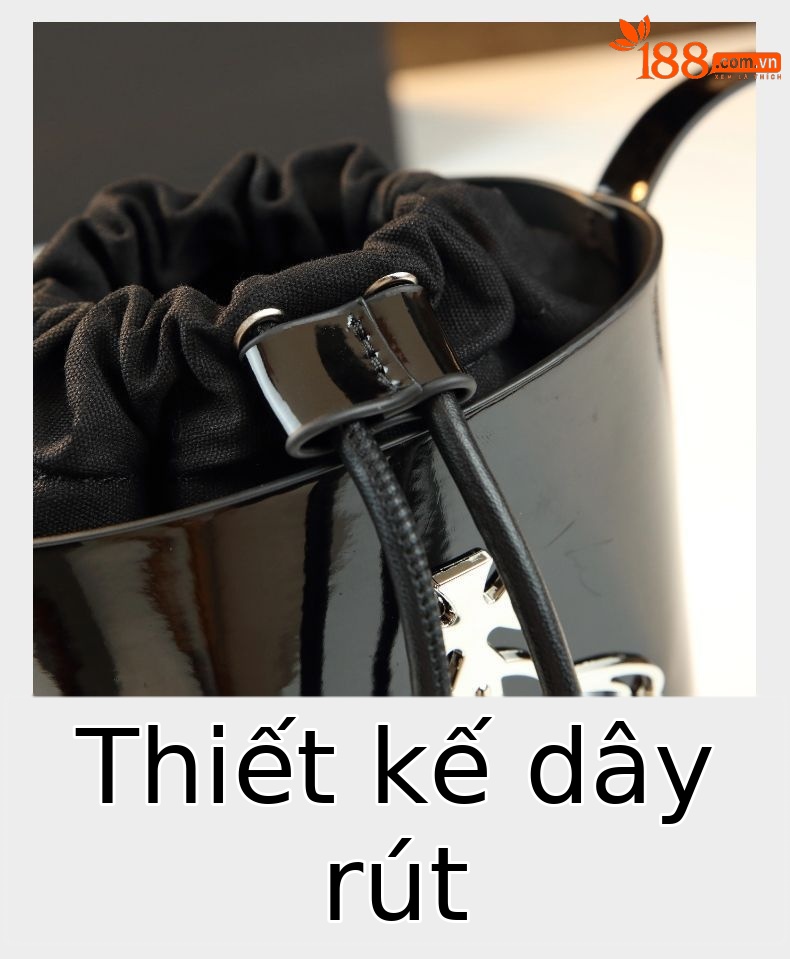 Túi bucket nữ da thật kiểu dáng thanh lịch, đeo chéo và xách tay đa năng — Vân cá sấu đen, Da bóng đen, Vân vải đen chi tiết 18
