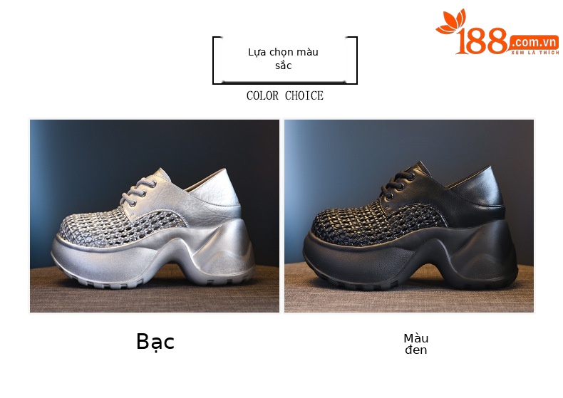Giày sneaker nữ đế dày lưới thoáng khí, kiểu hai mang — Màu đen chi tiết 2