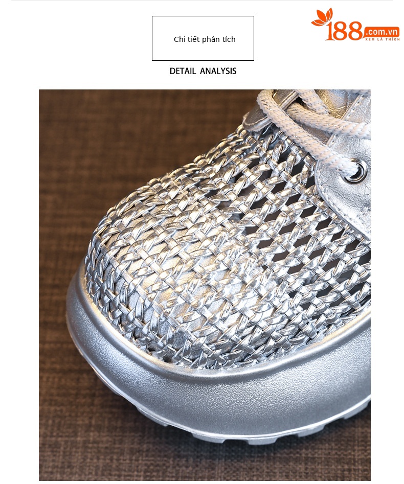 Giày sneaker nữ đế dày lưới thoáng khí, kiểu hai mang — Màu đen chi tiết 7