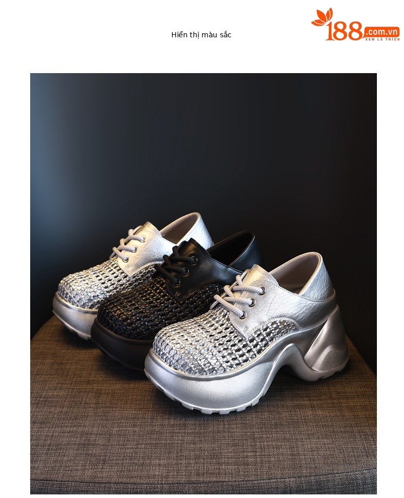 Giày sneaker nữ đế dày lưới thoáng khí, kiểu hai mang — Màu đen chi tiết 18