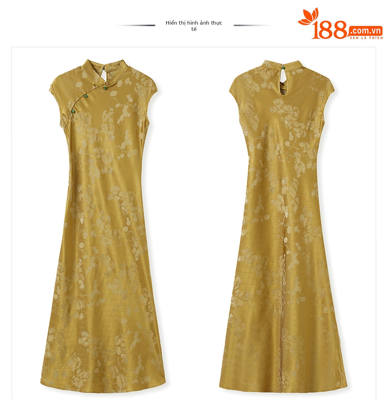 Váy Qipao cải tiến cao cấp phong cách Trung Quốc mới, in họa tiết tinh tế, cổ đứng ôm sát N5008 — Hiển thị màu xanh chi tiết 16