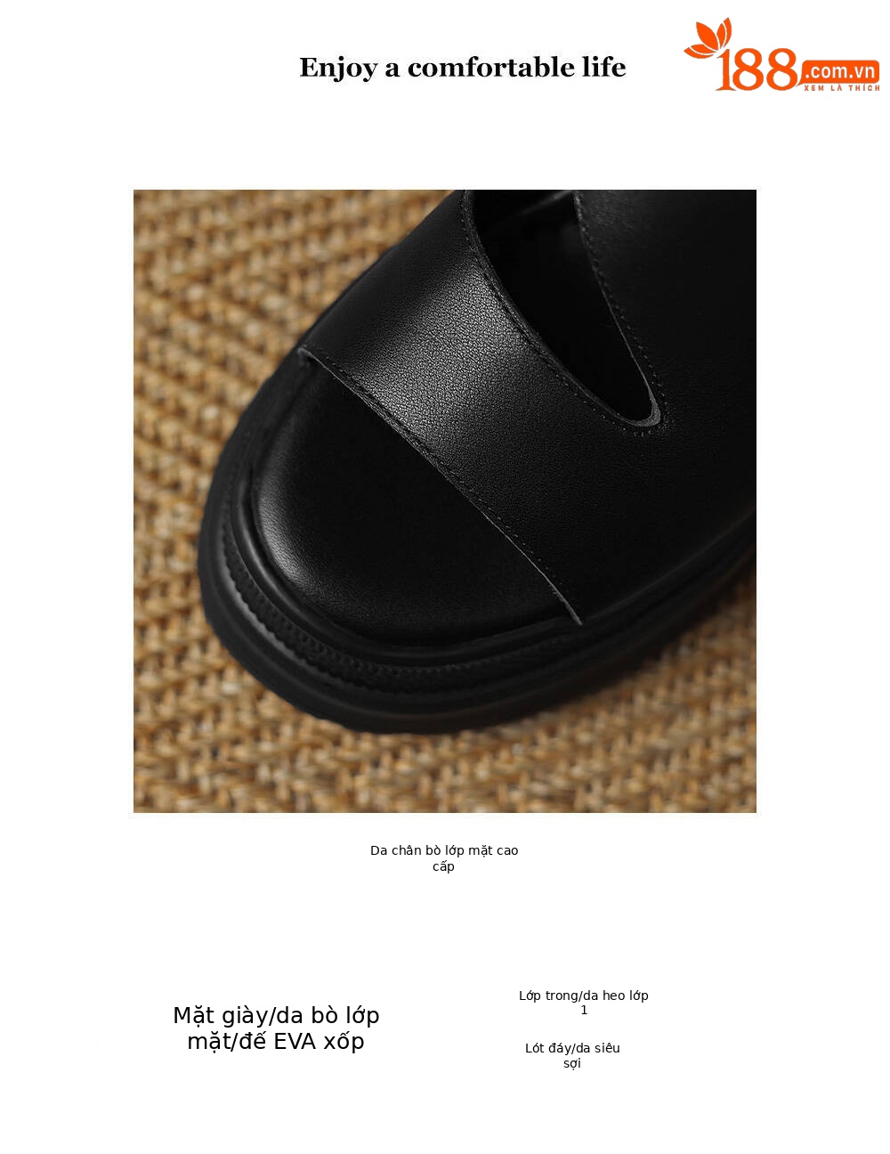 Sandal đế xuồng cao gót nữ phong cách La Mã, đế dày độn cao, gót siêu cao 9 cm — Màu đen, Màu trắng chi tiết 2